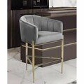 Chic Home Ivah Counter Stool Chair with Velvet Upholstered Shelter Arm Modern Contemporary, Silver FCS9490-US